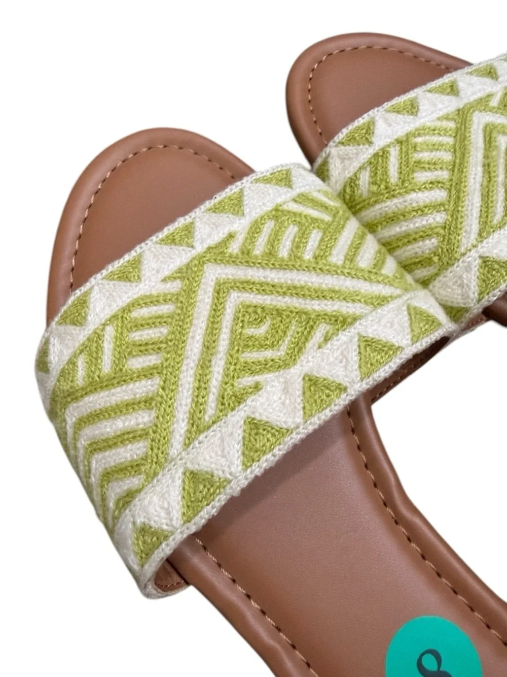 Haute Hippie Slides Sandals Women’s Size 8 Green Embroidered Boho Flat Slip On